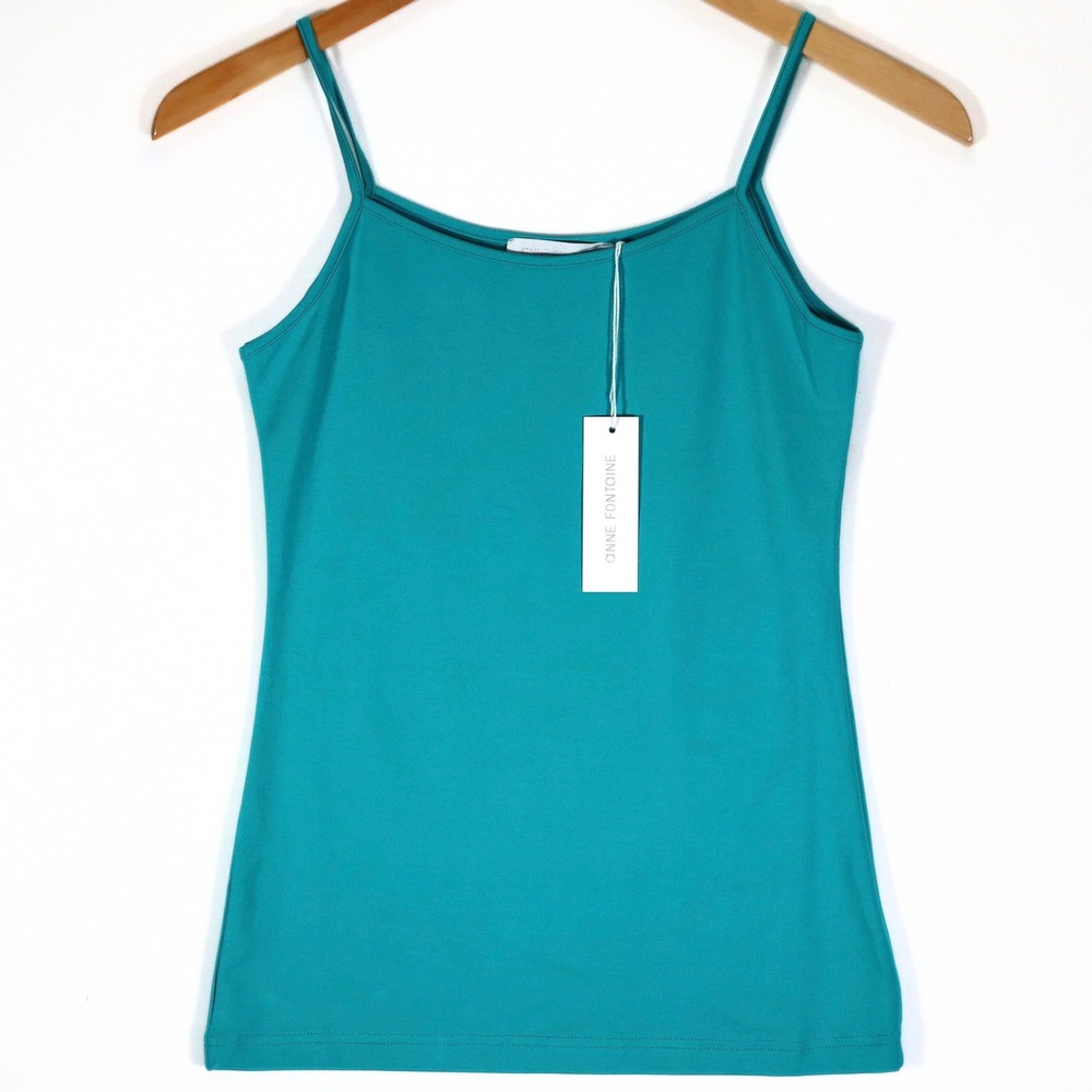 Anne Fontaine Camisole Women 38 Teal Cintia P19 Spaghetti Strap Stretch Layering